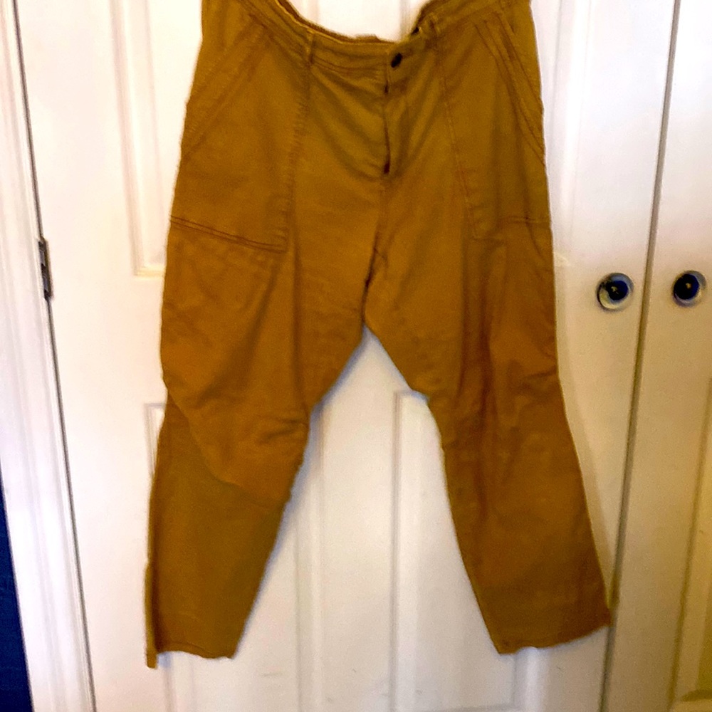 Anthropologie Pilcro WANDERER Mustard Brown Tan Jeans 33 Gorpcore cargo relaxed